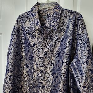 Pronti by Phita Men's 5XL Velvet Blue Button Down Shirt